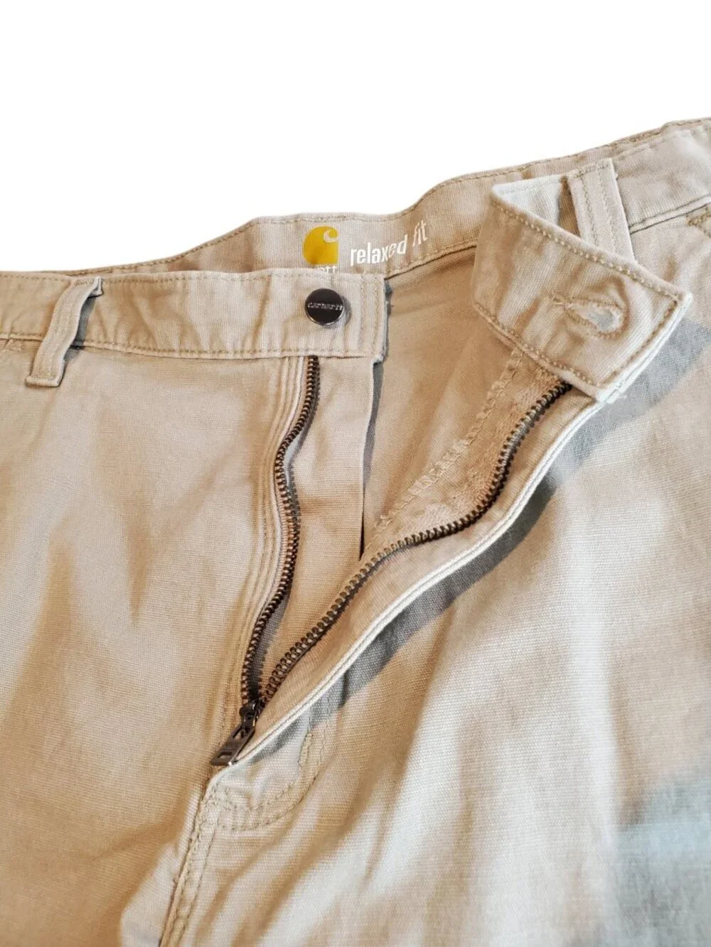 CARHARTT SZ 40 Men's Rugged Flex Relaxed Fit Canvas Work Shorts in Khaki
